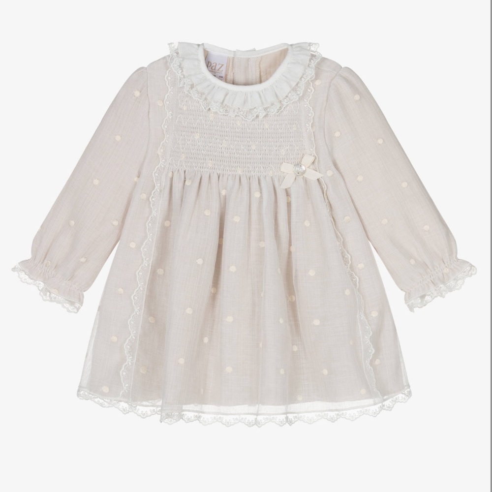 Paz Rodriguez Beige dot dress